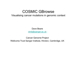 Cosmic GBrowse Visualising somatic mutations from the