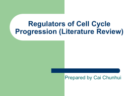 Regulators of Cell Cycle Progression (Literature Review)