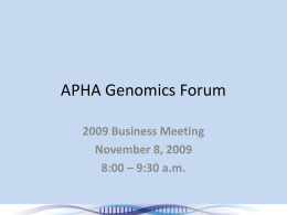 APHA Genomics Forum