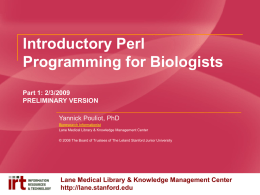 Perl Programming for Biologists - Part 1