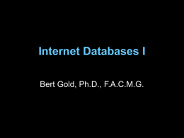 Internet Databases I