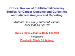 Critical Review of Published Microarray Studies for Cancer