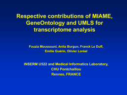 Respective contributions of MIAME, GeneOntology and UMLS