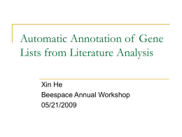 Automatic Annotation of Gene Lists from Literature Analysis