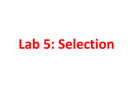 Lab 5: Selection - West Virginia University