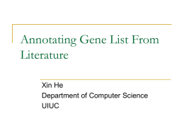 Annotating Gene List From Literature