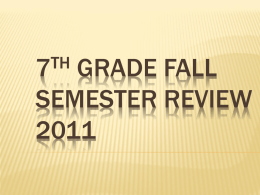 7th Grade Fall Semester Review 2011