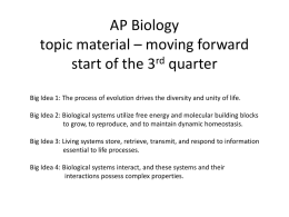 AP Biology topic material – moving forward