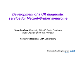 Development of a UK diagnostic service for Meckel