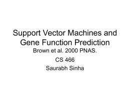 Support Vector Machines and Gene Function Prediction Brown