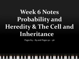 Week 6 Notes Probability and Heredity & The Cell and
