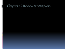Chapter 12 Review & Wrap-up