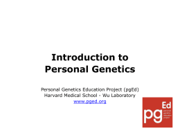 Intro to Personal and Reproductive Genetics