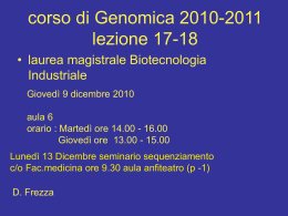 corso di Genomica 2010-2011 lezione 17-18