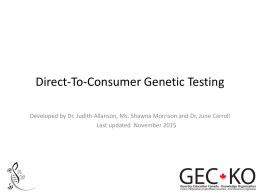 Direct-To-Consumer Genetic Testing - GEC-KO