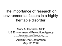 The importance of research on environmental factors