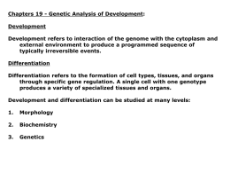 Genetic analysis of development
