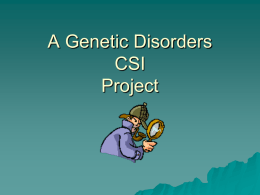 genetic disorder. - BHSBiology-Cox