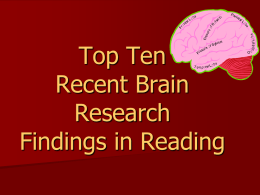 Top Ten Recent Brain Research Ideas in Reading