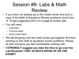 Math Review - Teacher Pages