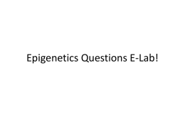Epigenetics Question