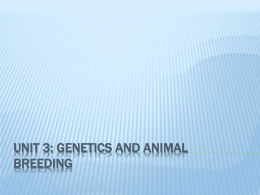 Unit 3: Genetics and Animal Breeding