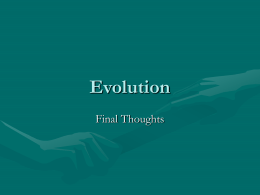 Evolution: Final Thoughts