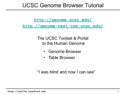UCSC Genome Browser Tools - CS273a