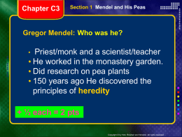 Section 1 Mendel and His Peas Chapter C3