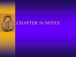 CHAPTER 16 NOTES