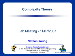 Complexity Theory Presentation - the Systems Realization Laboratory