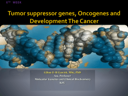 7-Tumor Suppressor genes, Oncogenes and Development The