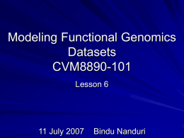 Functional Genomics Modeling I
