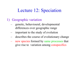 Lecture 12: Speciation