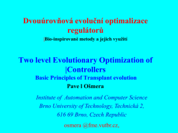 Dvouúrovňová evoluční optimalizace regulátorů