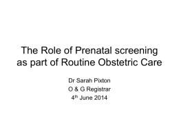 Role of Prenatal screening