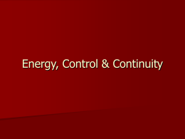 Energy, Control & Continuity