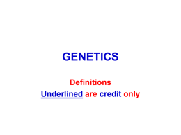 GENETICS DEFINITIONS