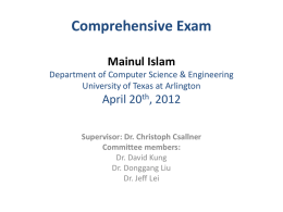 Comprehensive Exam Mainul Islam Department of Computer