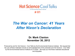 The War on Cancer  - Environmental Science Institute