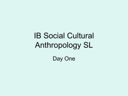 IB Social Cultural Anthropology SL