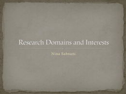 Research Domains and Interests