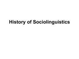 History of Sociolinguistics