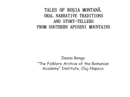 tales of roşia montană. oral narrative traditions and story