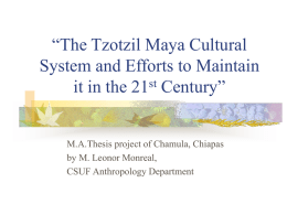 “The Tzotzil Maya Cultural System and Efforts to Maintain it in the