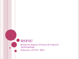 HSP3U Research Process Inquiry and Cultural Anthropology