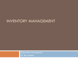Deterministic Inventory Management