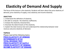 Elasticity of Demand And Supply