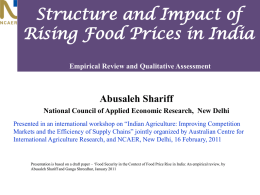 Structure and Impact of Rising Food Prices in India