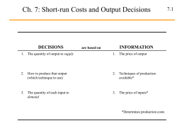 Chapter 7: Short-Run Costs and Output Decisions